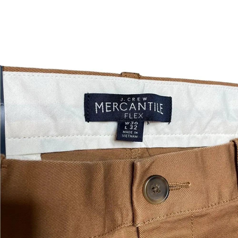 NWT J. CREW Flex Chino Pant Slim brown size 36x32
